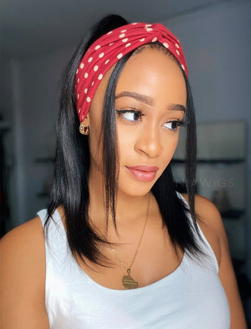 Headband Wig Silky Straight Human Hair Machine Made Wigs